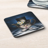 素晴らし不機嫌ハッタティーポットキャットお洒落デザイン コースター (左側)