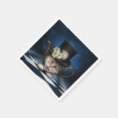 素晴らし不機嫌ハッタティーポットキャットお洒落デザイン スタンダードカクテルナプキン (角)