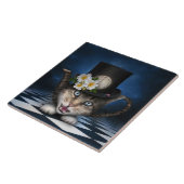 素晴らし不機嫌ハッタティーポットキャットお洒落デザイン タイル (側面)