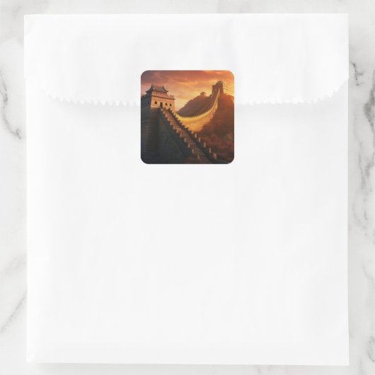 素晴らし中国の壁サンセットステッ威厳のあるカー スクエアシール (バッグ)