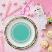 素晴らし中国イリュージョン – ホワイト、アクア、ブラシ付き金ゴールド ペーパープレート (パーティー)