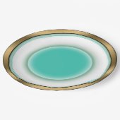 素晴らし中国イリュージョン – ホワイト、アクア、ブラシ付き金ゴールド ペーパープレート (アングル)