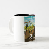 素晴らし中国旅行ポスターの壁 ツートーンマグカップ (正面左)