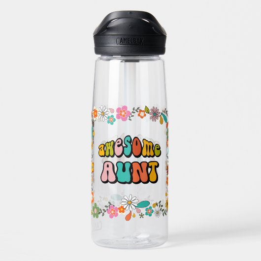 素晴らし伯母70代の花インスパイアデザイン ウォーターボトル (背面)