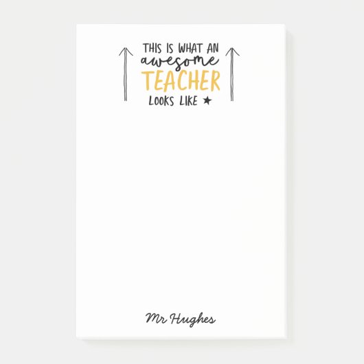 素晴らし先生モダンタイポグラフィイエローギフト ポストイット (正面)