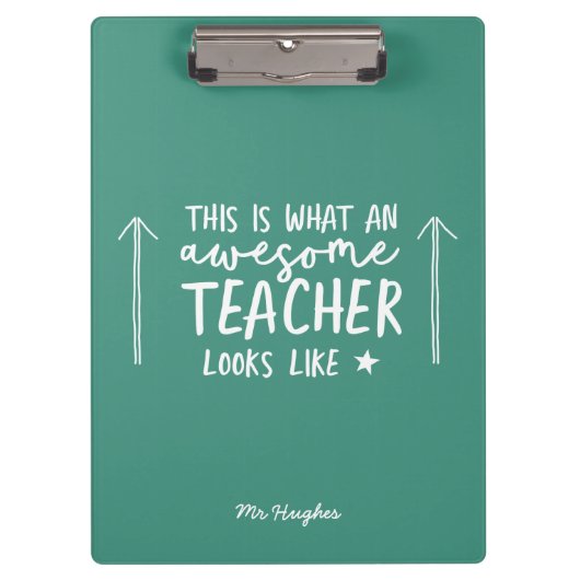 素晴らし先生モダンタイポグラフィグリーンギフトトート クリップボード (正面)
