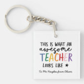 素晴らし先生モダンタイポグラフィレインボーギフトケ キーホルダー (正面)