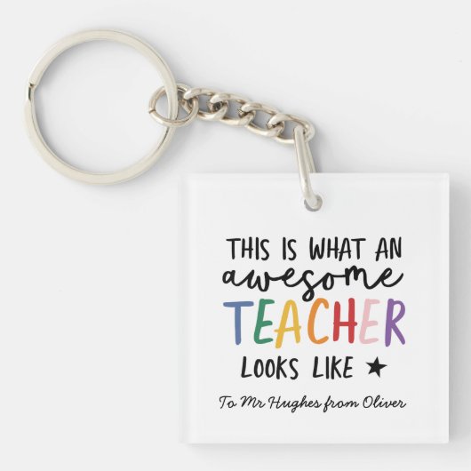 素晴らし先生モダンタイポグラフィレインボーギフトケ キーホルダー (正面)