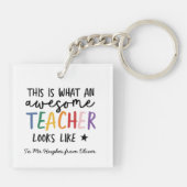 素晴らし先生モダンタイポグラフィレインボーギフトケ キーホルダー (裏面)