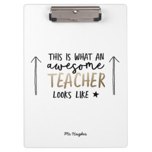 素晴らし先生モダンタイポグラフィ金ゴールド クリップボード