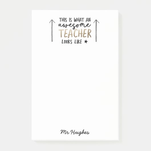 素晴らし先生モダンタイポグラフィ金ゴールド ポストイット (正面)