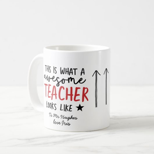 素晴らし先生モダンタイポグラフィ コーヒーマグカップ (正面左)