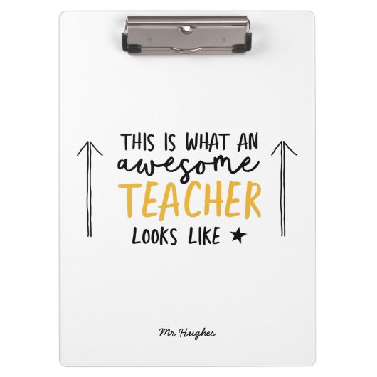 素晴らし先生モダン黄色 クリップボード (正面)