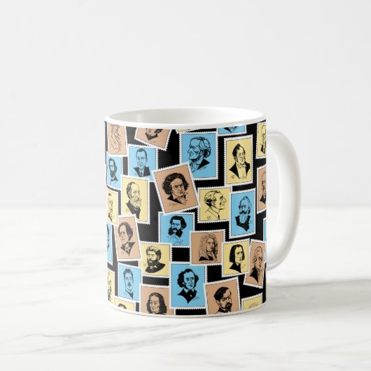 素晴らし切手作成器、三色模様 – 1 コーヒーマグカップ (正面右)