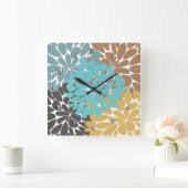 素晴らし可愛いカッコいいガーリーレトロフローラファッション スクエア壁時計 (ホーム)