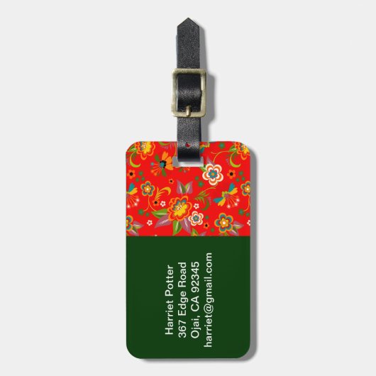 素晴らし可愛いカッコいいガーリーレトロフローラファッション ラゲッジタグ (正面縦)