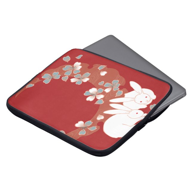 素晴らし可愛いカッコいいガーリーレトロフローラファッション ラップトップスリーブ (正面上部)