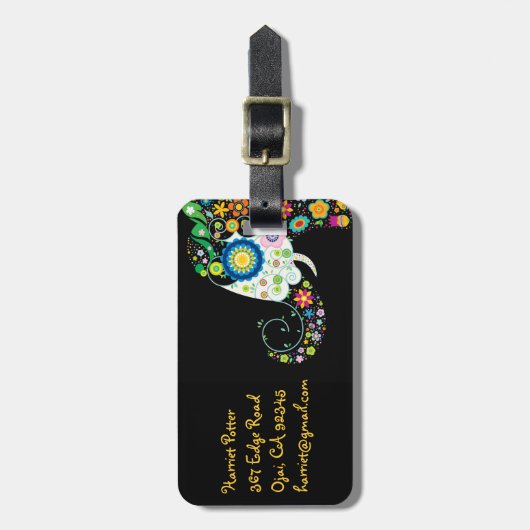 素晴らし可愛いガーリーフローラ ラゲッジタグ (正面縦)