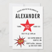 素晴らし子の写真とスーパーヒーローおもしろい 招待状 (裏面)