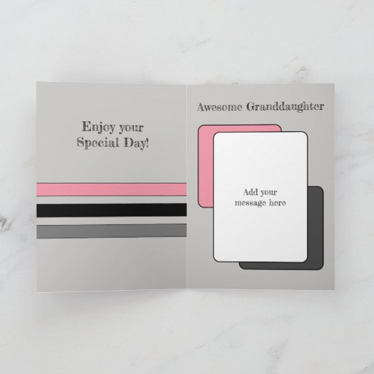 素晴らし孫にフォトグレーの誕生日を追加 カード (内部)