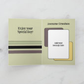 素晴らし孫の追加フォトグリーン誕生日 カード (内部)