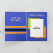 素晴らし孫の追加フォトパープル誕生日 カード (内部)