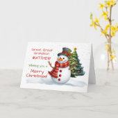 素晴らし孫素晴らし可愛いクリスマス雪だるま カード (黄色い花)