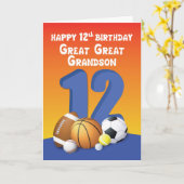 素晴らし孫12素晴らし番誕生日スポーツボール カード (黄色い花)