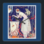 素晴らし小魚、アールデコ美しいファッション スクエア壁時計<br><div class="desc">カラフル鮮やか，アクアリフランスの，水中，高級アールデコ1921年の高級ファッションイラストレーションクリエイティブ, ティール（緑がかった色），香水，個人の買い物客，ワーブコンサルタント，デザイナー，業界，その他の専門職。</div>