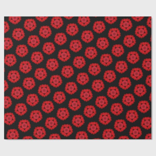 素晴らし幾何かわいらし画レッドスターフラワーブラック ラッピングペーパー (フラット)