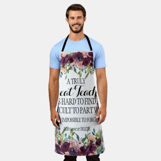 素晴らし感謝してい先生謝礼ギフト引用文 エプロン (着用した状態)