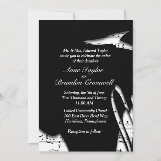 素晴らし抽象芸術音楽テーマ結婚式招待状 招待状 (正面)