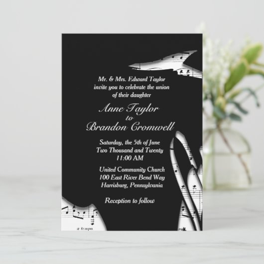 素晴らし抽象芸術音楽テーマ結婚式招待状 招待状 (スタンド正面)