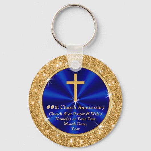 素晴らし教会パーソナライズされたの好意、青金ゴールド キーホルダー (正面)