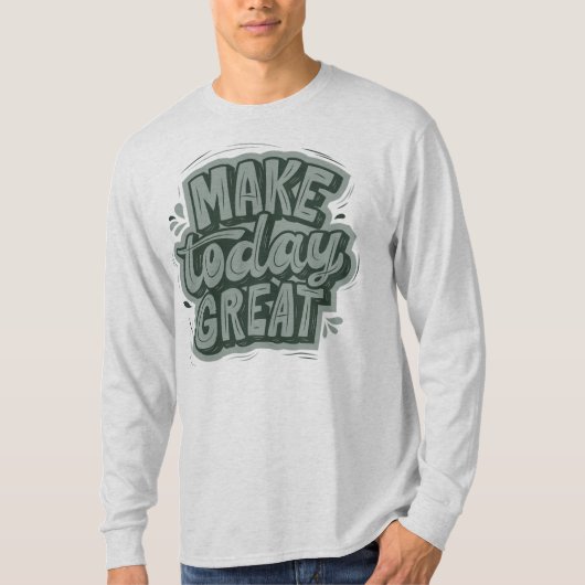 素晴らし文字セージ緑lやる気を起こさせる引用文灰色 tシャツ (正面)