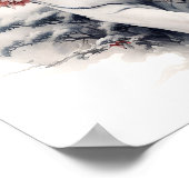 素晴らし日本のスタイルアートホワイトタイガープリント ポスター (角)