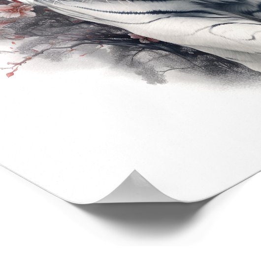 素晴らし日本のスタイルアートホワイトタイガープリント ポスター (角)