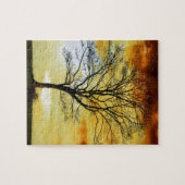素晴らし木、夕日の自然風景の写真プリント ジグソーパズル (横)