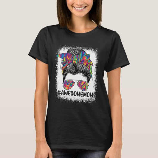 素晴らし母Messy Bun髪かわいい女性の母の日 Tシャツ (正面)