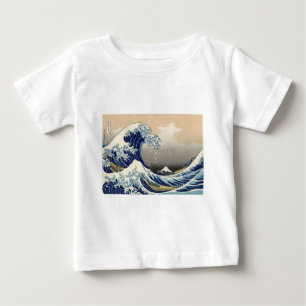 素晴らし波神日本の川絵画の ベビーTシャツ
