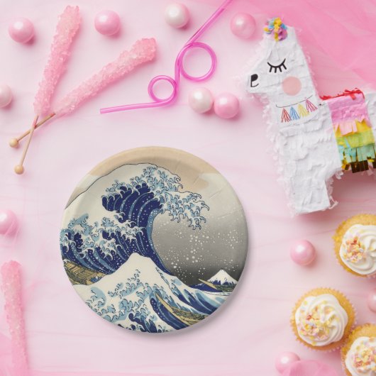 素晴らし波神日本の川絵画の ペーパープレート (パーティー)