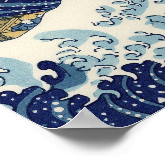 素晴らし波神日本の川絵画の ポスター (角)