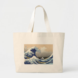 素晴らし波神日本の川絵画の ラージトートバッグ