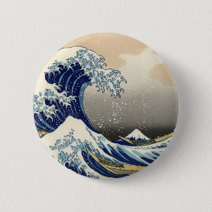 素晴らし波神日本の川絵画の 缶バッジ