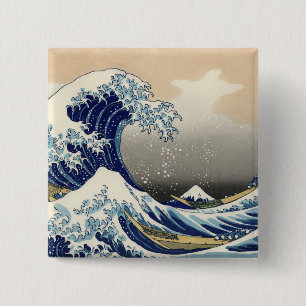 素晴らし波神日本の川絵画の 缶バッジ