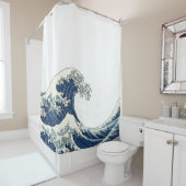 素晴らし波 – 青伝統的色 シャワーカーテン (インサイチュ)