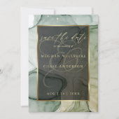 素晴らし濃厚自然グリーン液体抽象芸術インク 招待状 (正面)