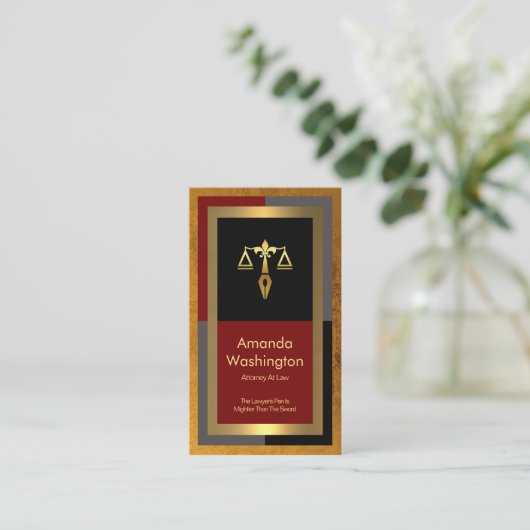 素晴らし独占的い金ゴールド写真立て弁護士 名刺 (スタンド正面)
