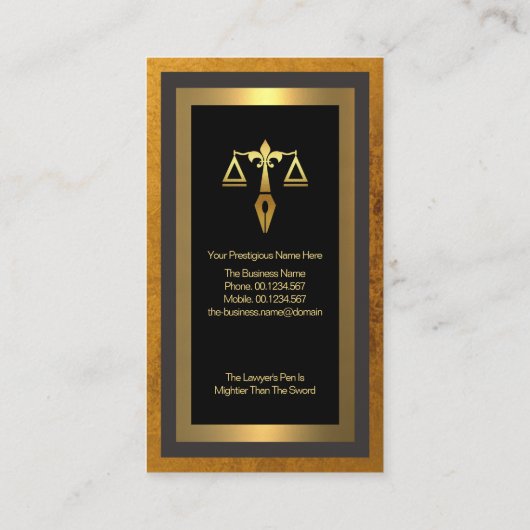 素晴らし独占的い金ゴールド写真立て弁護士 名刺 (裏面)