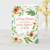 素晴らし甥と妻の与え感謝してい感謝祭 カード (黄色い花)